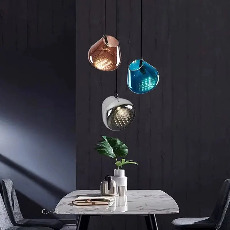 lustre en verre design pour cuisine bar et restaurant - vue 3 sur 13