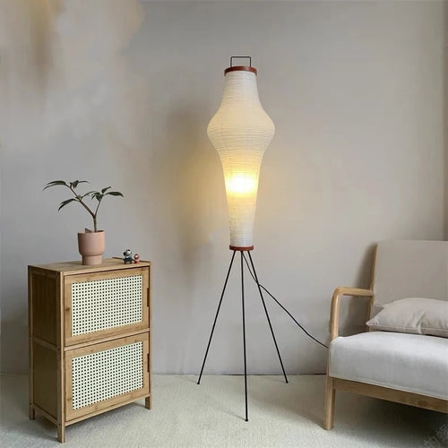lampadaire led en papier de riz design japonais pour intérieur - vue 4 sur 7