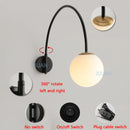 Minimalist Long Pole Fishing Wall Lamp Rotate Swing Arm White Glass Ball Wall Light for Living Room Bedroom Dining Table Indoor