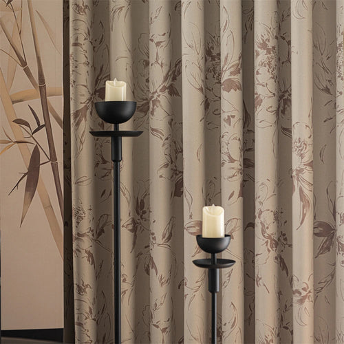 Rideau occultant motifs floraux style chinois chambre salon - vue 2 sur 8