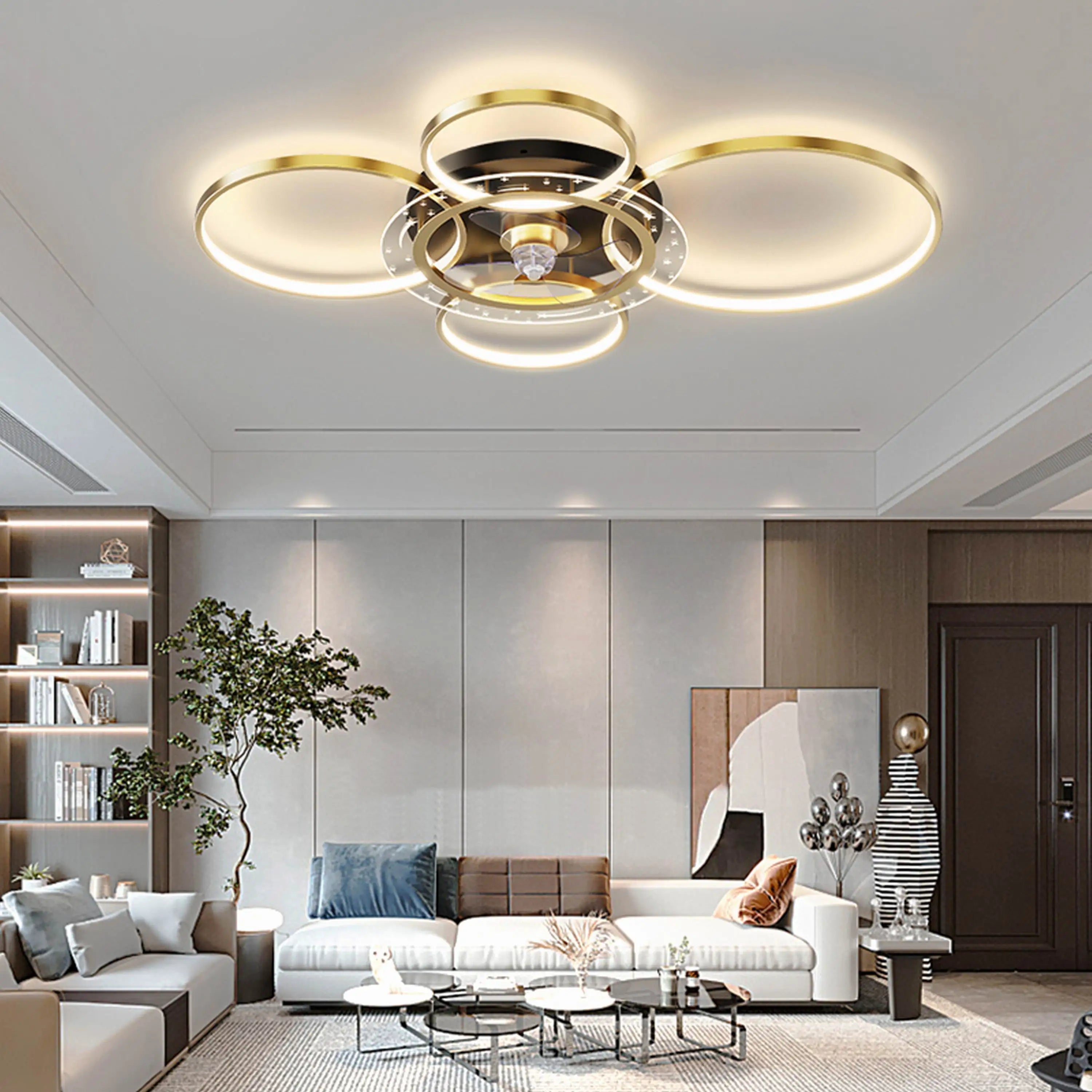 Plafonnier design avec des cercles à LED - vue 4 sur 7