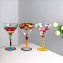 Verre cocktail margarita peint flamant motif rayures
