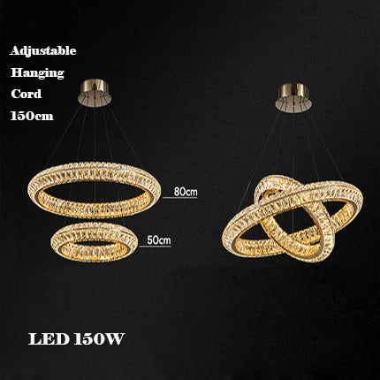 lustre en cristal doré design moderne pour intérieur élégant - vue 9 sur 11