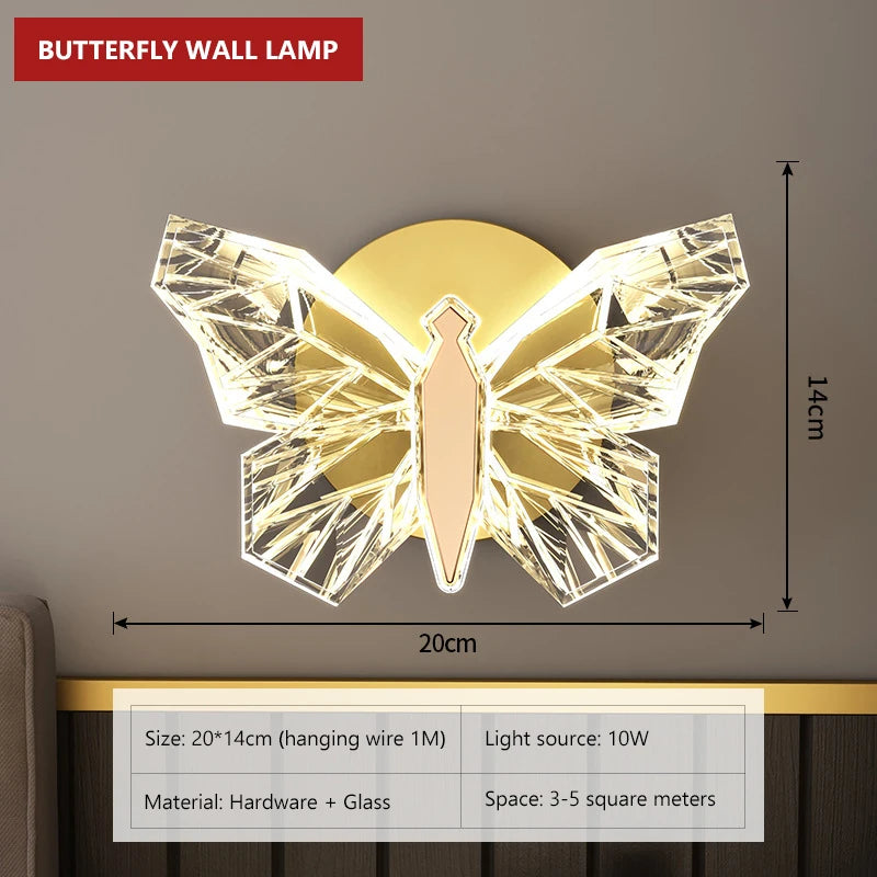 applique murale led papillon éclairage intérieur décoration moderne - vue 2 sur 9