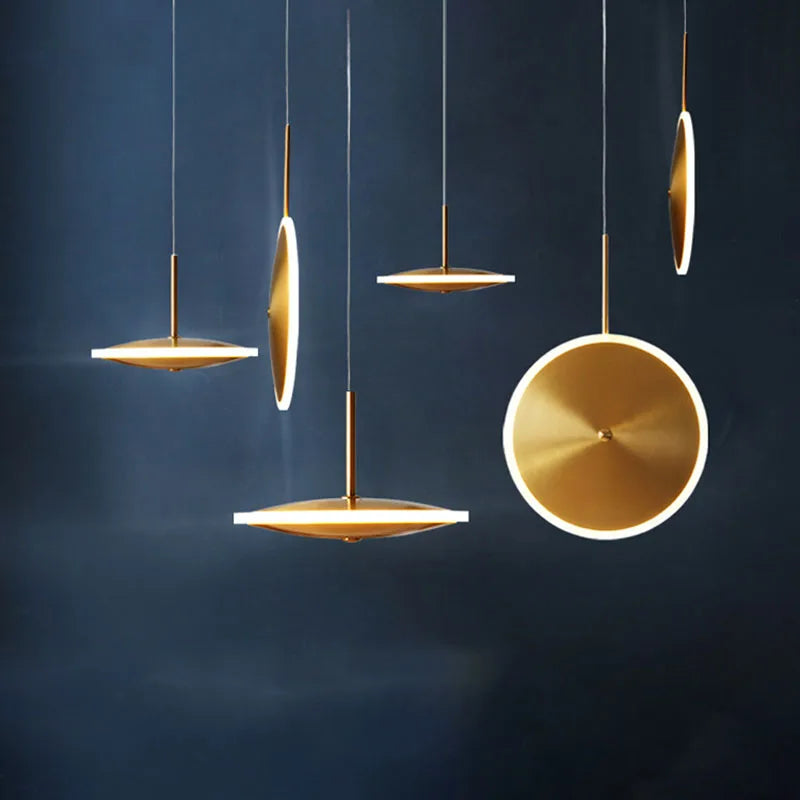 lampe led ronde en métal art déco avec fil réglable - vue 2 sur 12