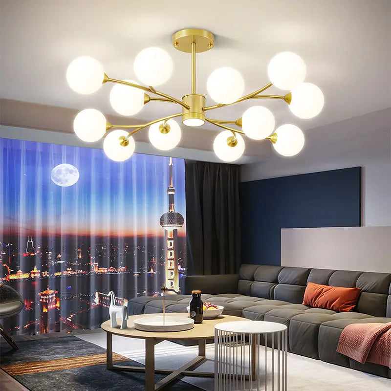 lustre nordique en verre led pour décoration de cuisine - vue 6 sur 14