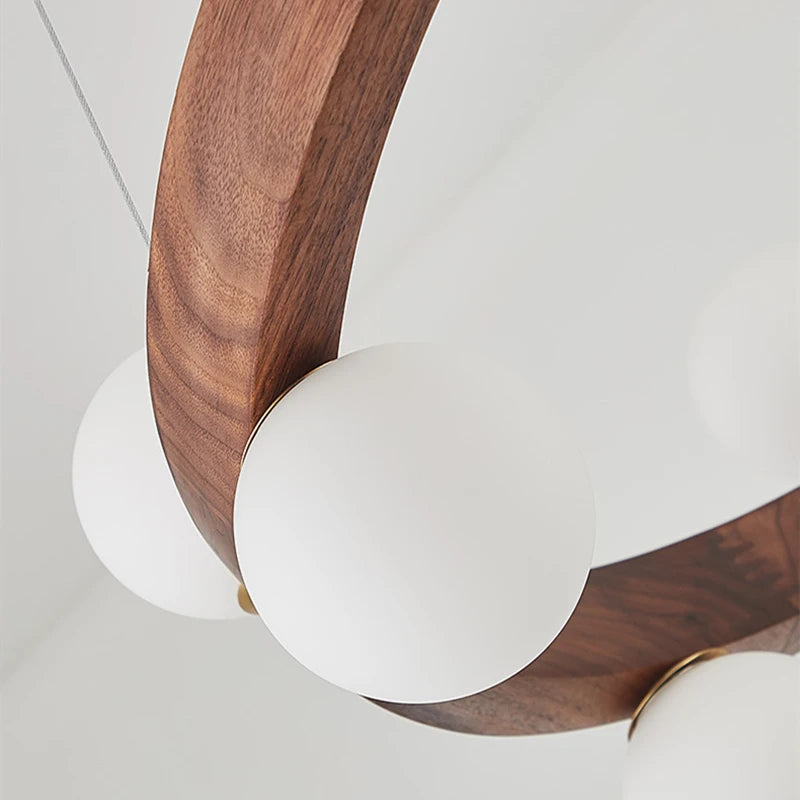 Lustre design Nordic rond en bois anneau