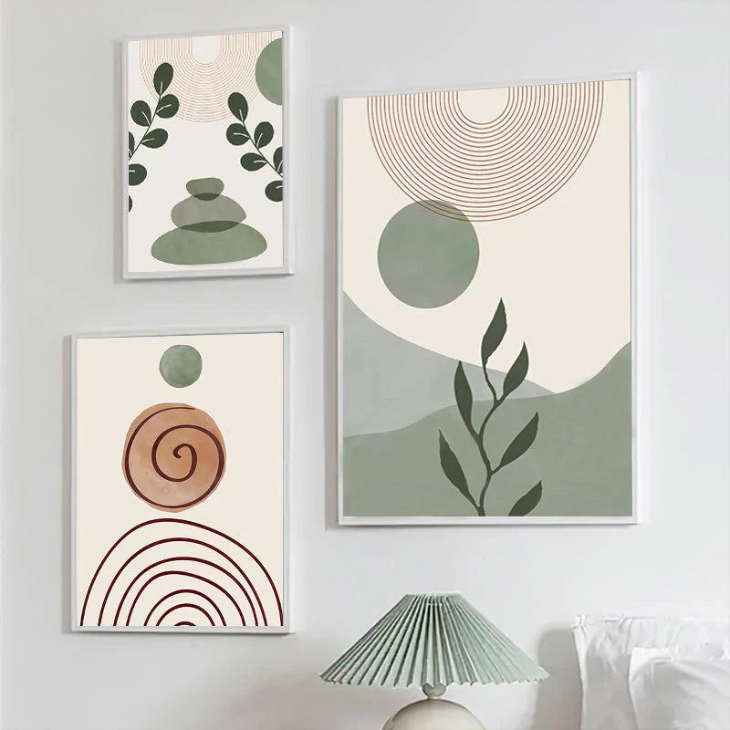affiches boho peinture abstraite géométrique décoration intérieure nordique