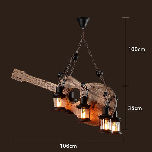 lustre rétro en bois style industriel pour café et restaurant - vue 22 sur 24