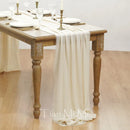Chemin de table coton gaze retro boho beige