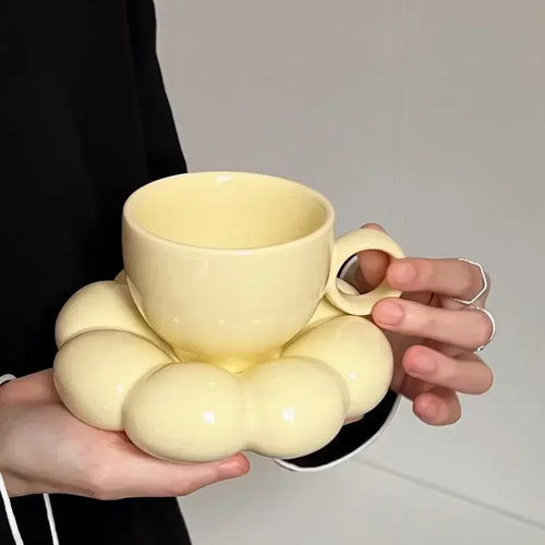 Ensemble tasses céramique nuage soucoupe fleur style créatif