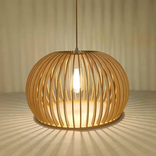 cage à oiseaux en bois luminaire suspension tom bois - vue 5 sur 9