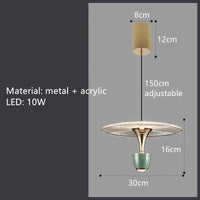 suspension led ronde en acrylique avec cordon réglable