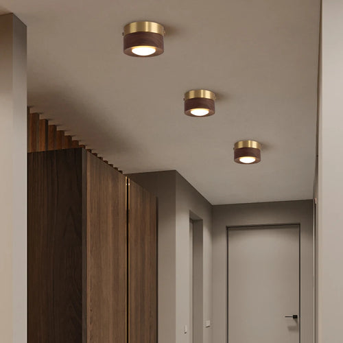 lampe plafonnier en noyer et frêne led décoration maison - vue 3 sur 10