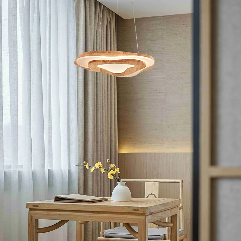 Plafonnier Chinois Zen en bois nuage acrylique LED - vue 5 sur 11