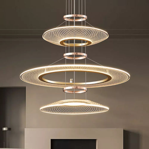 Lustre anneaux design pour salon double pour cuisine île hôtel Restaurant LED