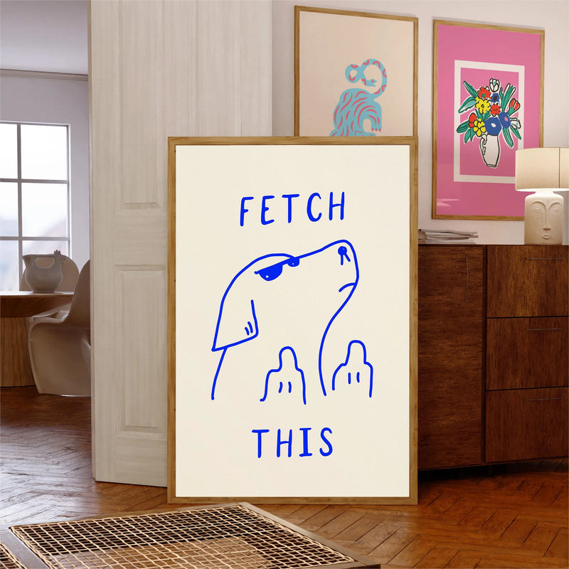 affiches décoratives avec citations de fleurs colorées et chiens amusants