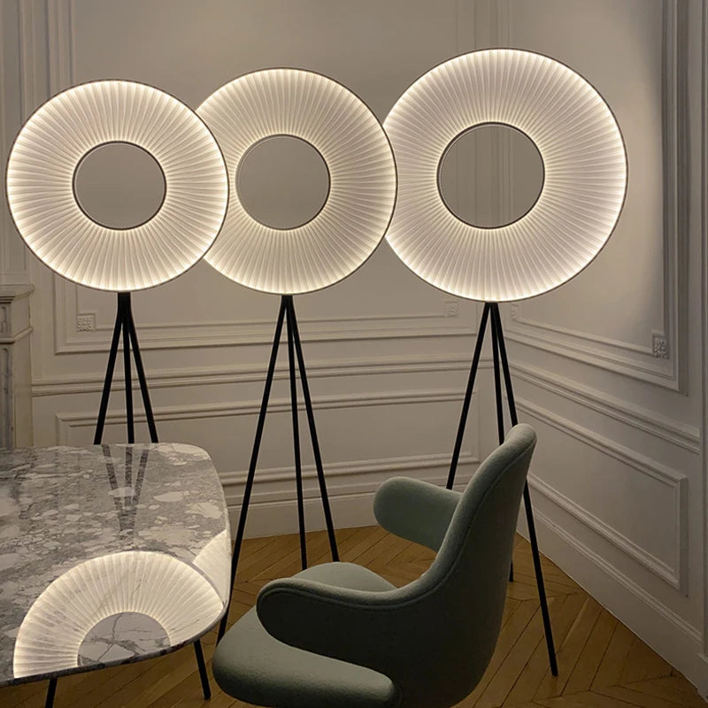Lampadaire sur pied nordique créative en tissu plissé - vue 4 sur 7