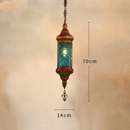 lustre industriel rétro en fer et verre coloré pour établissements asiatiques - vue 12 sur 14