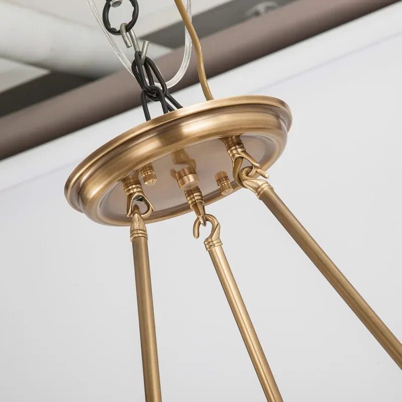 Lustre rond en cuivre complet pour chambre à coucher - vue 11 sur 12