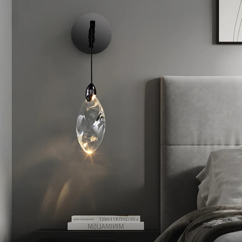 applique murale goutte d'eau design moderne en cristal