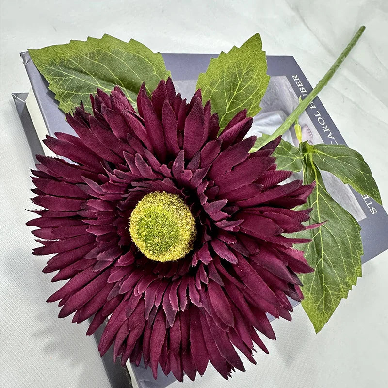 gerbera simple avec feuilles pour décoration de mariage et fête - vue 12 sur 15