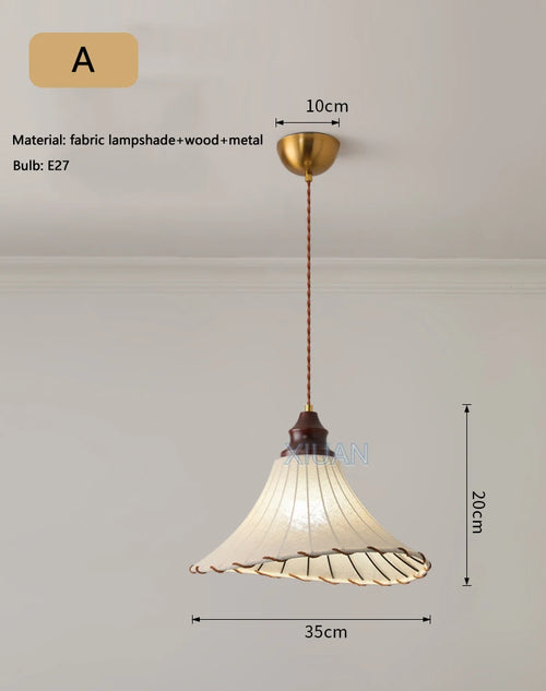 lustre suspendu rétro wabi-sabi en lin pour décoration médiévale - vue 9 sur 10