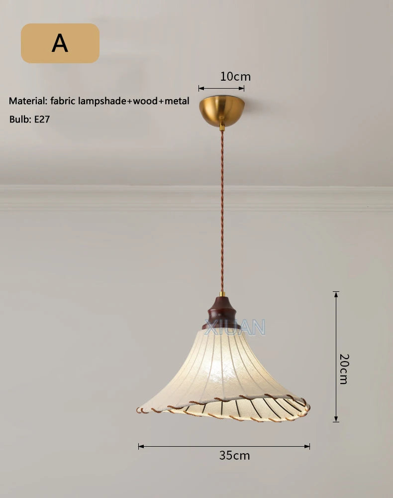 lustre suspendu rétro wabi-sabi en lin pour décoration médiévale - vue 8 sur 10