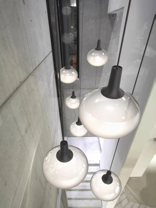 lustre en verre mat éclairage moderne pour intérieur design - vue 5 sur 9