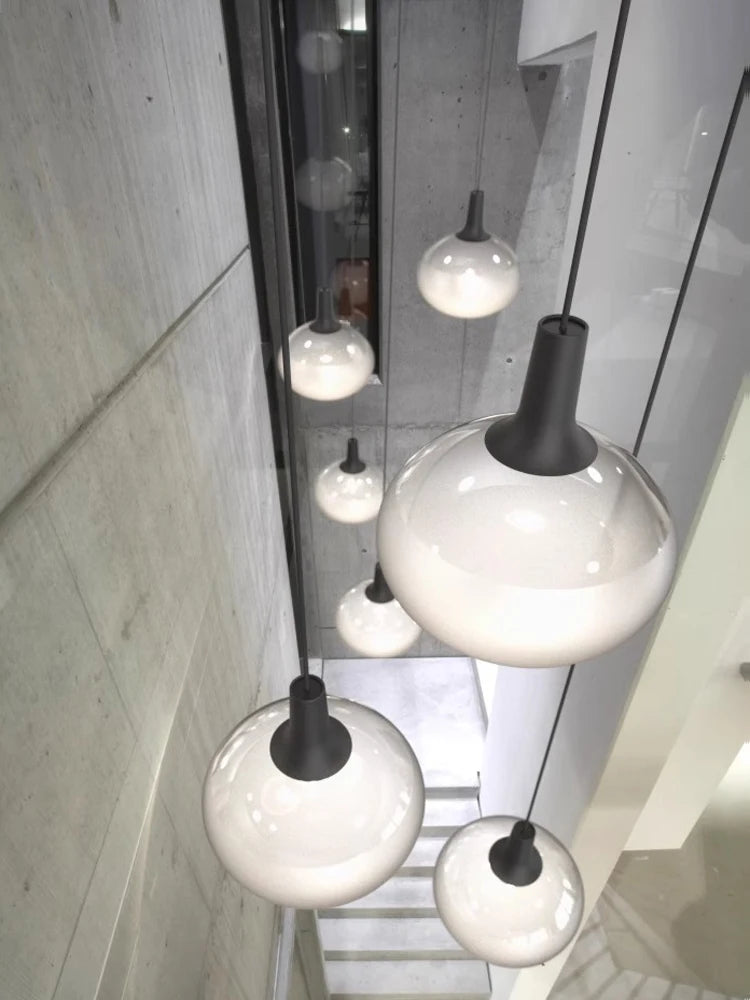 lustre en verre mat éclairage moderne pour intérieur design - vue 5 sur 9