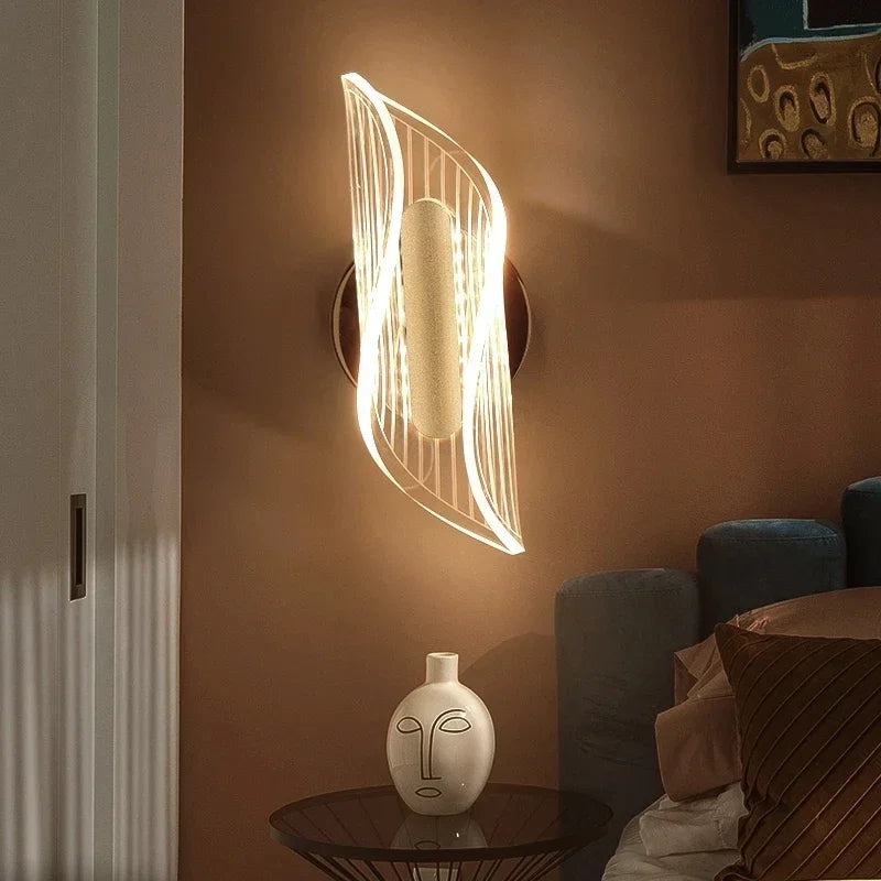 Moderne luxe créatif acrylique applique murale LED lumière or noir applique pour allée applique chambre chevet couloir décor à la maison