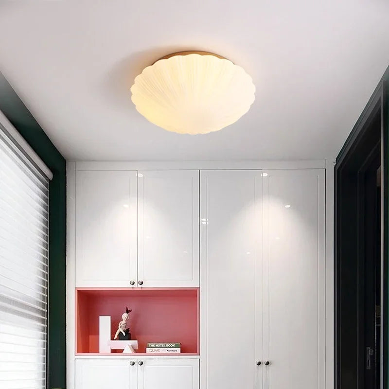 plafonnier en verre de coquillage style nordique pour décoration intérieure - vue 4 sur 7