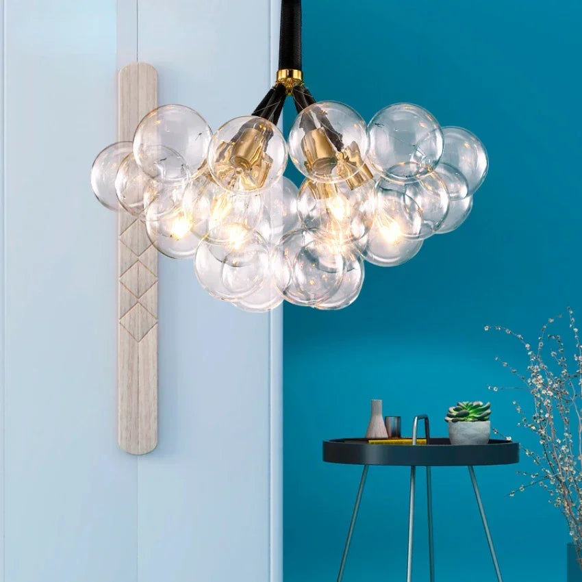 lustre moderne en verre à bulles pour décoration intérieure - vue 2 sur 30