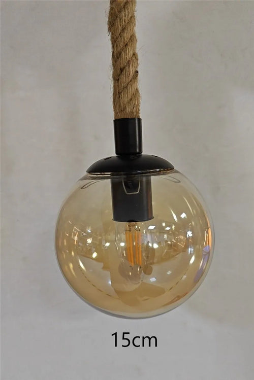 corde de chanvre avec boule de verre lumière led tissage à la main - vue 12 sur 11