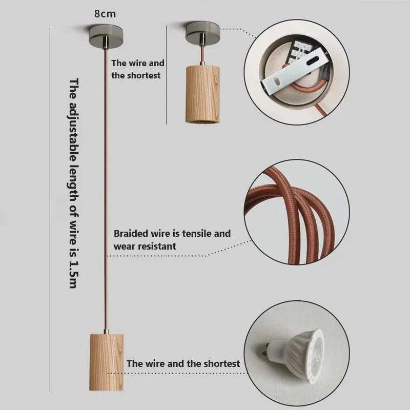 lampe suspendue nordique en bois luminaire décoratif d'intérieur - vue 6 sur 10