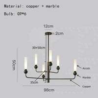lustre simple et moderne en laiton avec boule en acrylique