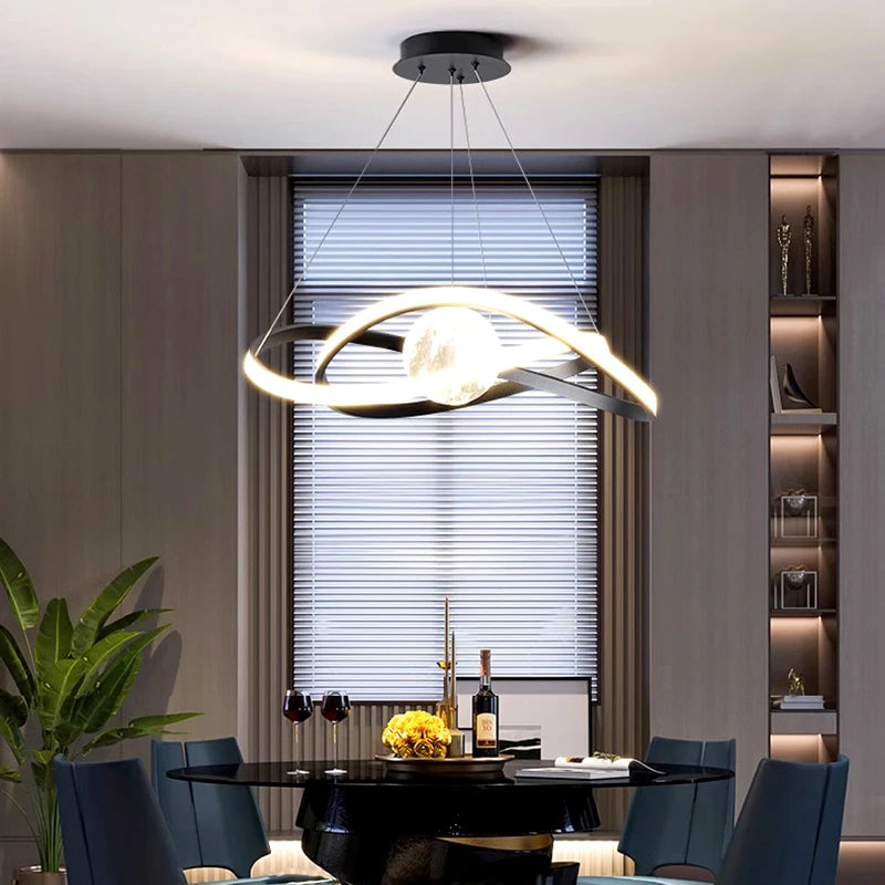 lustre nordique led lune lampe suspendue éclairage intérieur décoratif