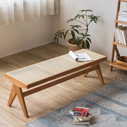 banc en rotin tressé style japonais ancien pour petit espace - vue 2 sur 18
