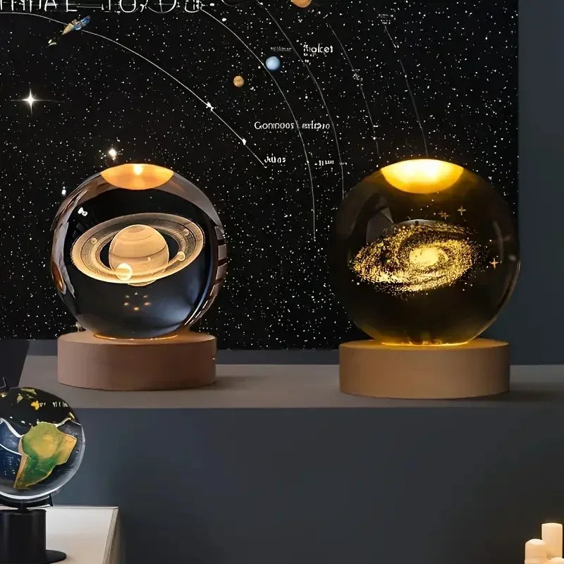 boule de cristal 3D système solaire planète lumineuse cadeau passionnés espace - vue 4 sur 10