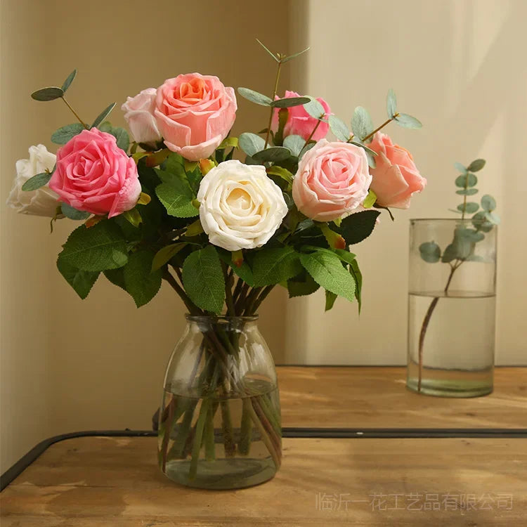 fleurs artificielles en latex roses pour décoration élégante et réaliste