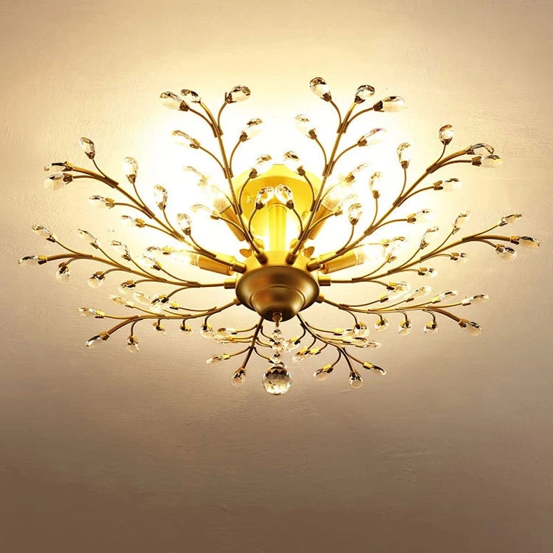 Vintage bougie suspension nordique LED lustre en cristal pour salon chambre cuisine Villa hôtel Hall luminaire