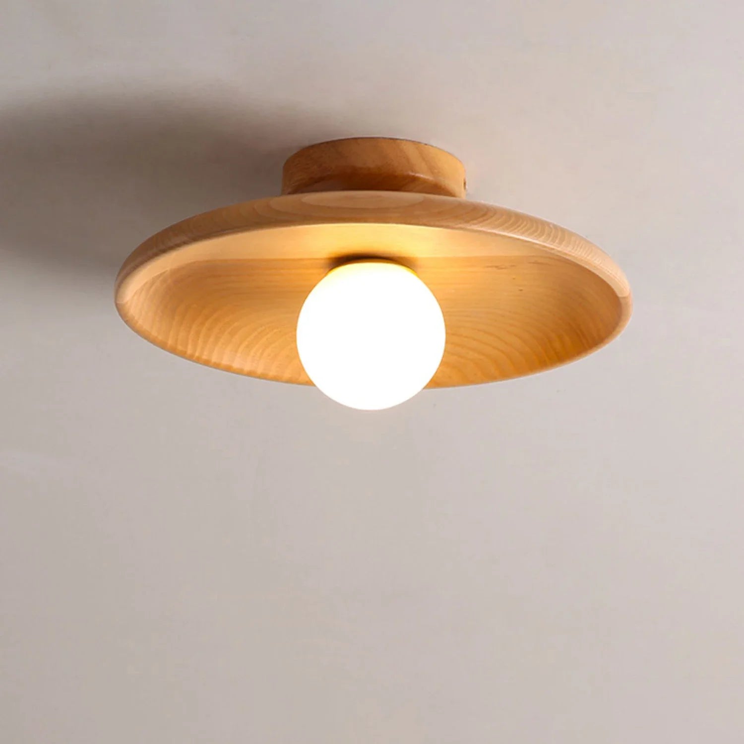 lampe de plafond led en bois moderne suspendue - vue 2 sur 12