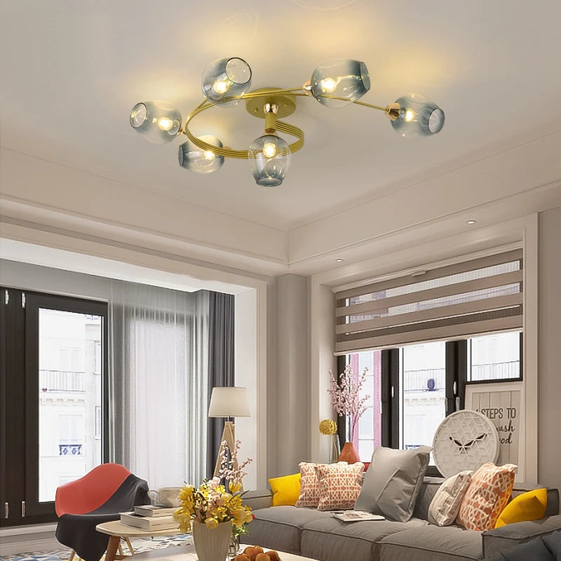 SANDYHA moderne nordique spirale forme plafonniers verre fer Art décor éclairage E27 ampoule meubles salon salle à manger lustres