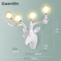applique murale moderne en résine bois de cerf à led