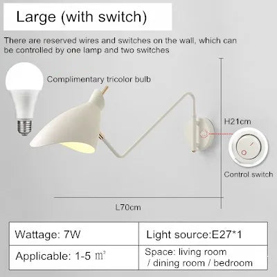 applique murale réglable à bras long design créatif LED - vue 11 sur 11