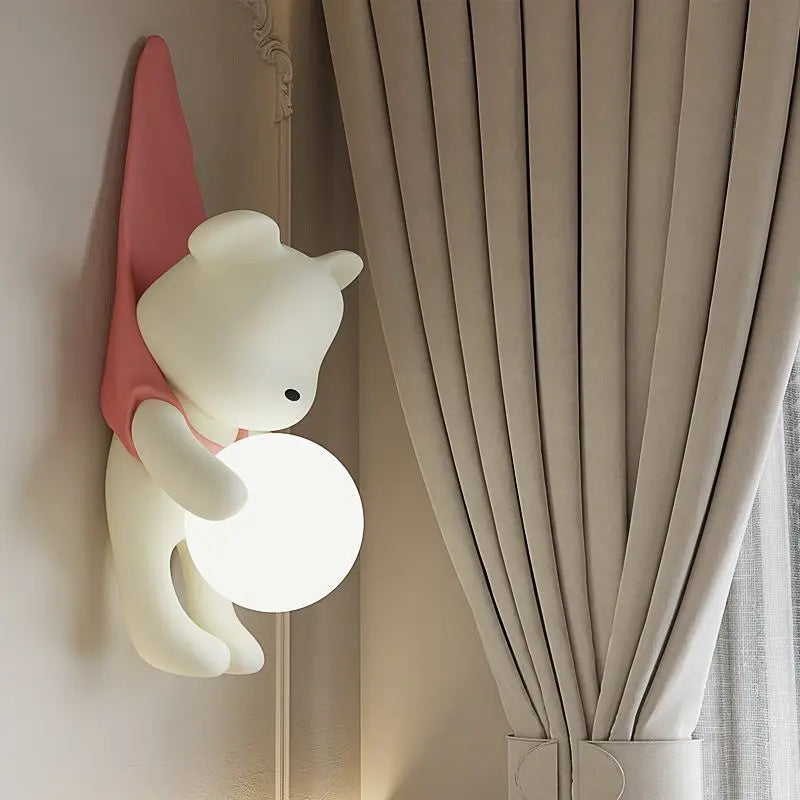 applique murale en résine led petit ours moderne