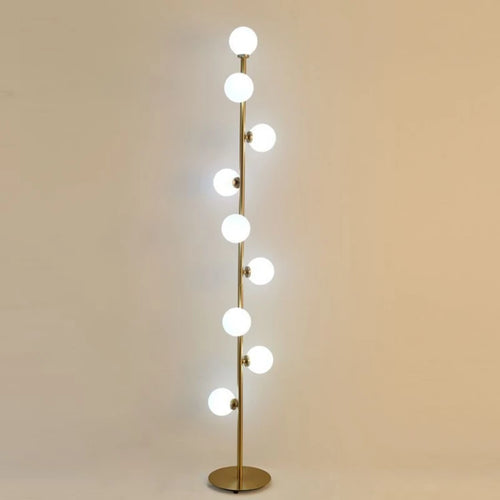 Lampadaire boule de verre blanc à 9 têtes