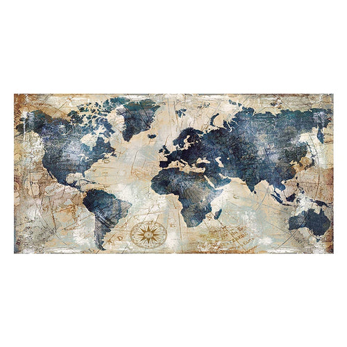 carte du monde vintage peinture sur toile art mural décoratif
