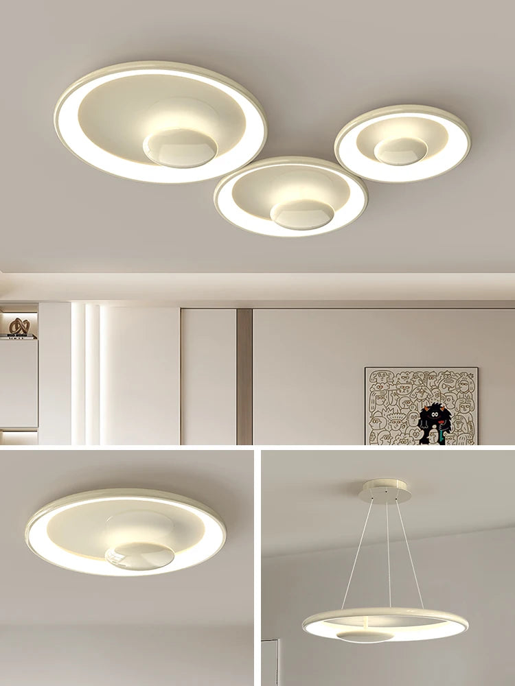 plafonnier led rond style crème variable avec télécommande - vue 6 sur 9