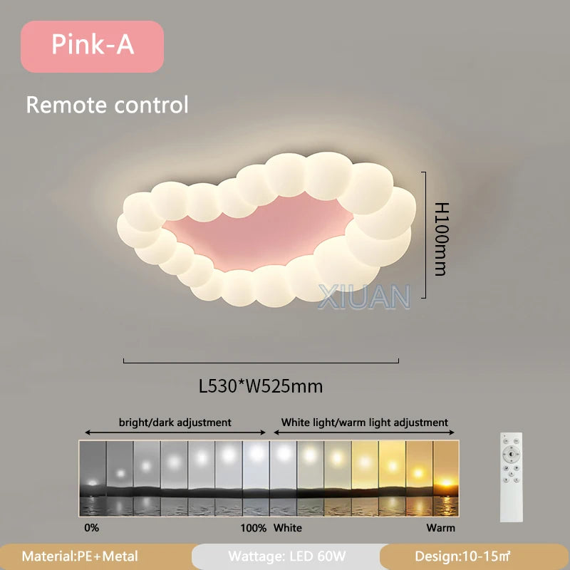 Nordic Cloud Ceiling Lamps Bedroom Ceiling Light Pink White Bubble Design Children's Room Chandelier Lights for Princess Room - vue 10 sur 12